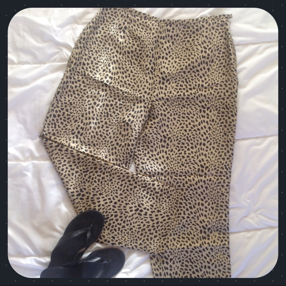Silk Cheetah Ankle-Length Pants